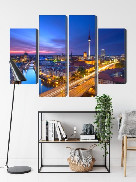 Obraz Wieloczęściowy Panorama Berlina O Zachodzie Słońca