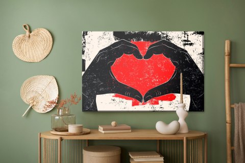 Obraz Na Płótnie Dłonie Ułożone W Kształcie Serca W Stylu Vintage