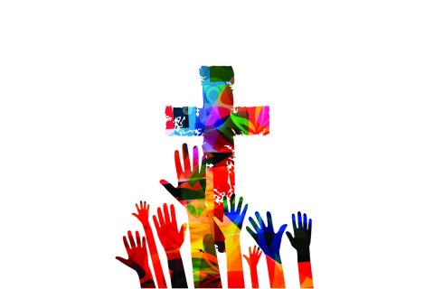 Obraz Na Płótnie Kolorowy Krzyż Chrześcijański