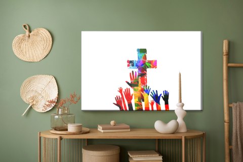 Obraz Na Płótnie Kolorowy Krzyż Chrześcijański