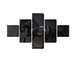 Obraz Wieloczęściowy Czarny Koń W Galopie
