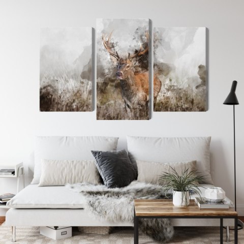 Obraz Wieloczęściowy Jeleń Malowany Akwarelą 3D