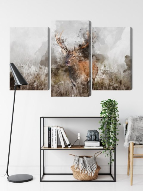 Obraz Wieloczęściowy Jeleń Malowany Akwarelą 3D