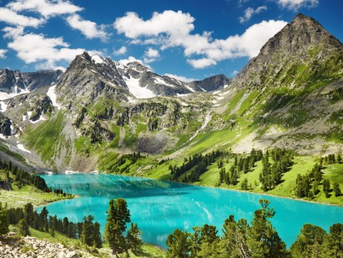 Obraz Wieloczęściowy Krystaliczne Jezioro W Górach 3D