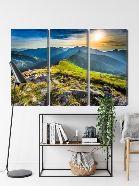 Obraz Wieloczęściowy Zachód Słońca W Górach 3D