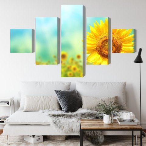 Obraz Wieloczęściowy Dekoracyjne Kwiaty Słonecznika 3D