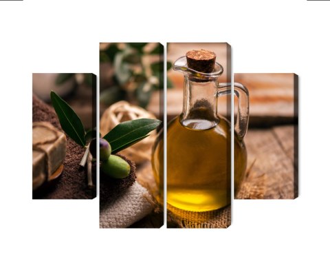 Obraz Wieloczęściowy Butelka Oliwy Z Oliwek