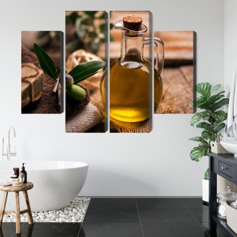 Obraz Wieloczęściowy Butelka Oliwy Z Oliwek