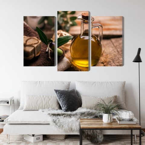 Obraz Wieloczęściowy Butelka Oliwy Z Oliwek