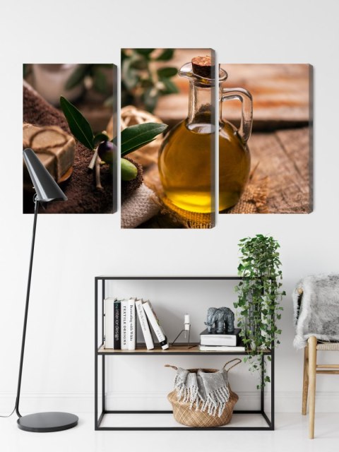 Obraz Wieloczęściowy Butelka Oliwy Z Oliwek
