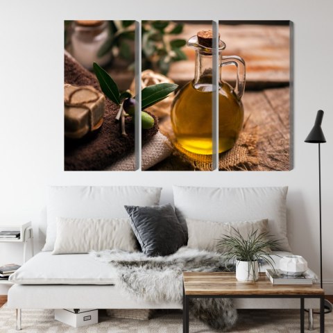 Obraz Wieloczęściowy Butelka Oliwy Z Oliwek