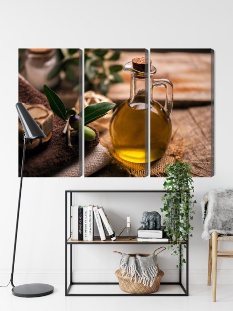 Obraz Wieloczęściowy Butelka Oliwy Z Oliwek