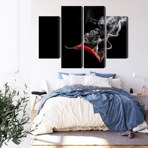 Obraz Wieloczęściowy Czerwone Chili Z Dymem
