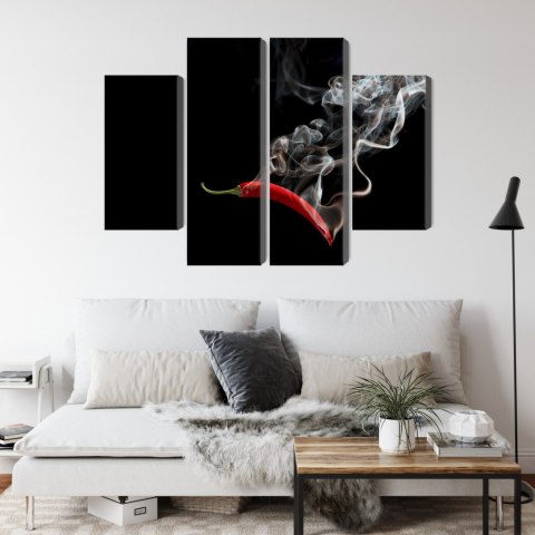 Obraz Wieloczęściowy Czerwone Chili Z Dymem