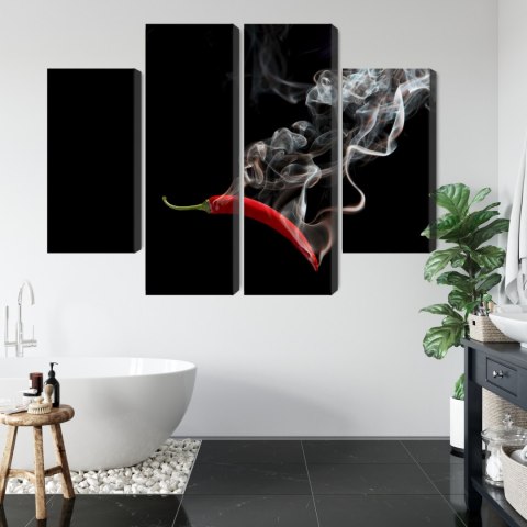Obraz Wieloczęściowy Czerwone Chili Z Dymem