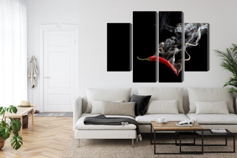 Obraz Wieloczęściowy Czerwone Chili Z Dymem