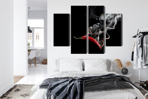 Obraz Wieloczęściowy Czerwone Chili Z Dymem