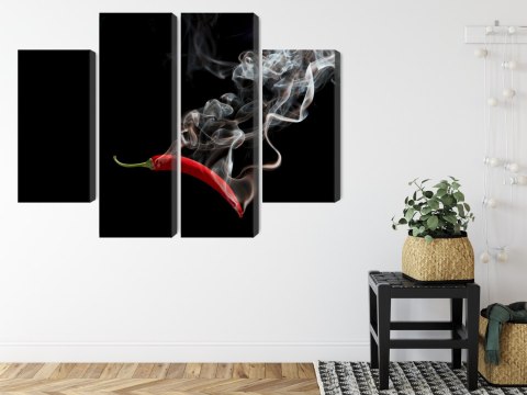 Obraz Wieloczęściowy Czerwone Chili Z Dymem