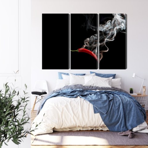 Obraz Wieloczęściowy Czerwone Chili Z Dymem