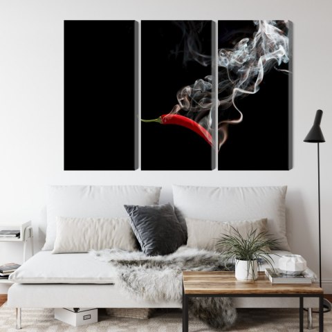 Obraz Wieloczęściowy Czerwone Chili Z Dymem