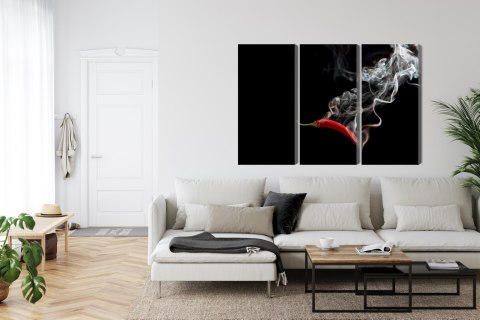 Obraz Wieloczęściowy Czerwone Chili Z Dymem