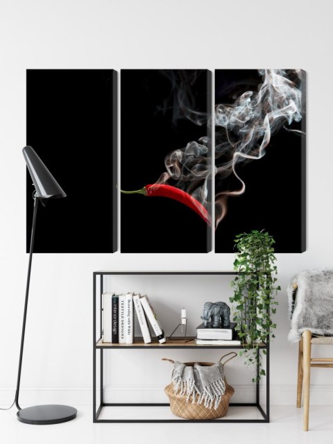 Obraz Wieloczęściowy Czerwone Chili Z Dymem