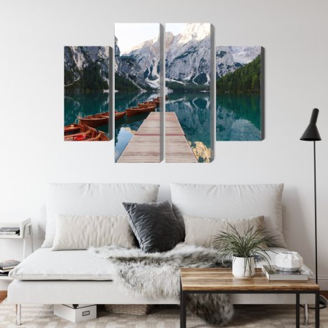 Obraz Wieloczęściowy Jezioro Braies We Włoszech
