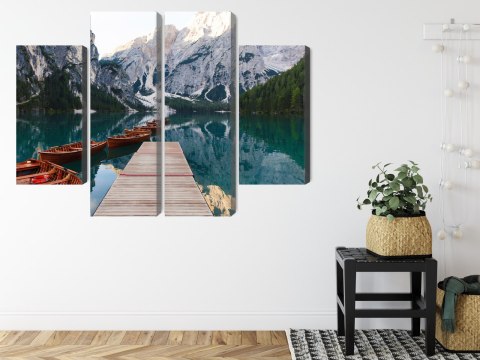Obraz Wieloczęściowy Jezioro Braies We Włoszech