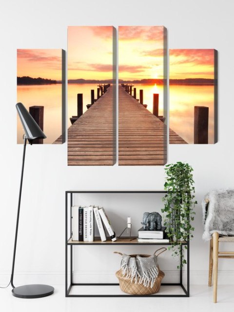 Obraz Wieloczęściowy Zachód Słońca Na Molo
