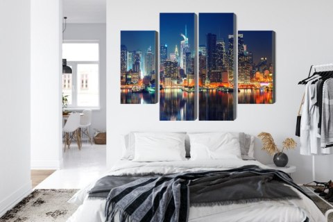 Obraz Wieloczęściowy Panoramiczny Widok Na Manhattan Nocą