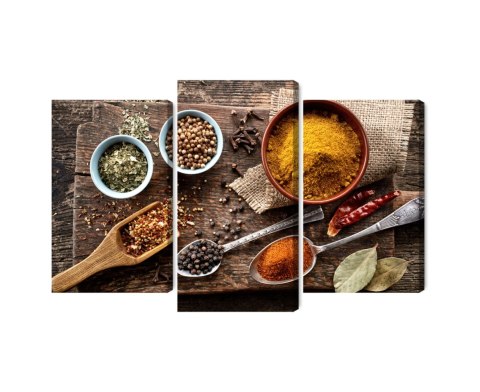 Obraz Wieloczęściowy Deska Z Różnymi Przyprawami