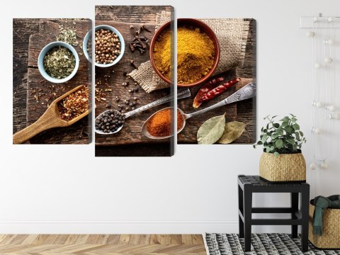 Obraz Wieloczęściowy Deska Z Różnymi Przyprawami