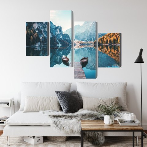 Obraz Wieloczęściowy Jezioro Braies We Włoskich Dolomitach 3D