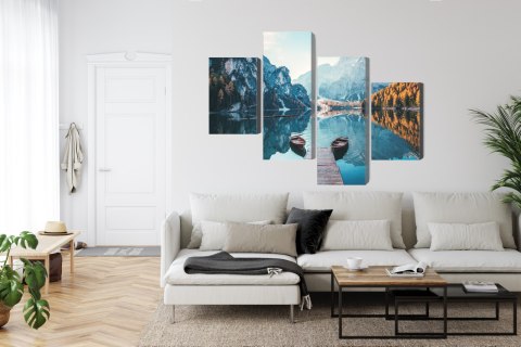 Obraz Wieloczęściowy Jezioro Braies We Włoskich Dolomitach 3D