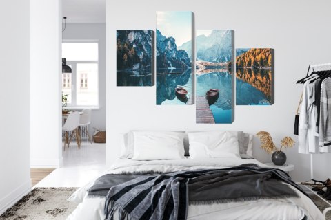 Obraz Wieloczęściowy Jezioro Braies We Włoskich Dolomitach 3D