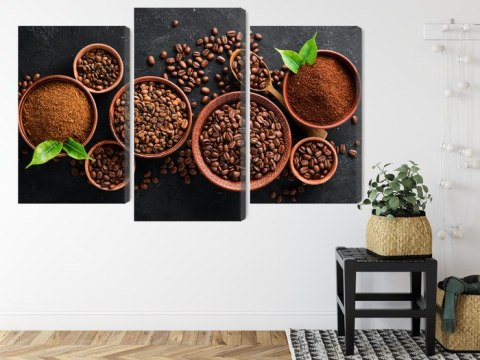 Obraz Wieloczęściowy Kawa Mielona I Ziarna