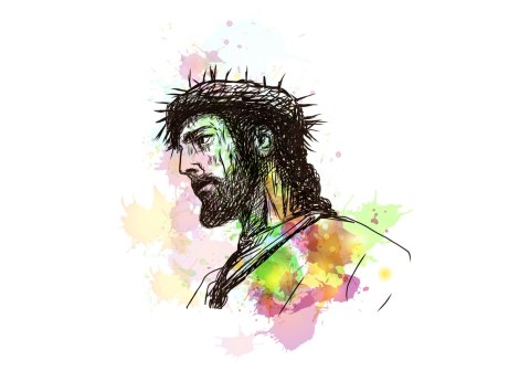 Obraz Na Płótnie Jezus Namalowany Akwarelą
