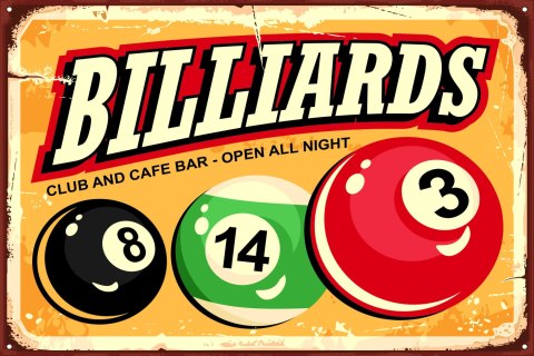 Obraz Na Płótnie Kule Bilardowe I Napis Retro