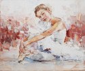 Obraz Na Płótnie Little Pretty Ballerina, Painted Expressively. Palette Knife Technique Of Oil Painting And Brush.