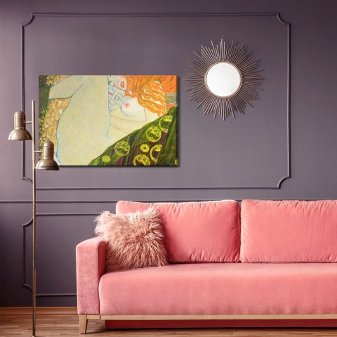 Obraz Na Płótnie Oil On Canvas. Oil Painting. Gold Leaf. Beautiful Red Hair Girl. Based On Painting Danae. G. Klimt