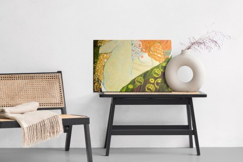 Obraz Na Płótnie Oil On Canvas. Oil Painting. Gold Leaf. Beautiful Red Hair Girl. Based On Painting Danae. G. Klimt