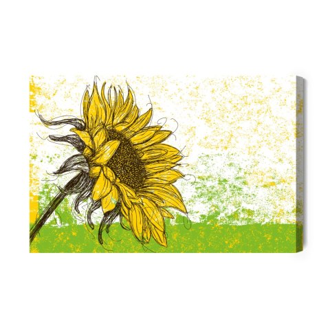 Obraz Na Płótnie Rysowany Słonecznik W Stylu Retro