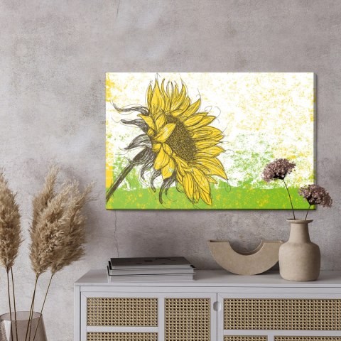 Obraz Na Płótnie Rysowany Słonecznik W Stylu Retro