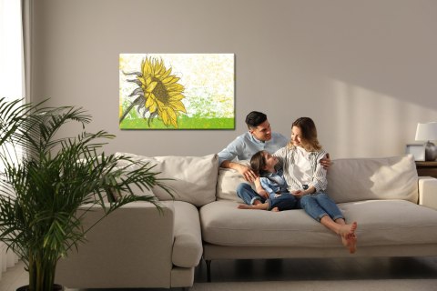 Obraz Na Płótnie Rysowany Słonecznik W Stylu Retro