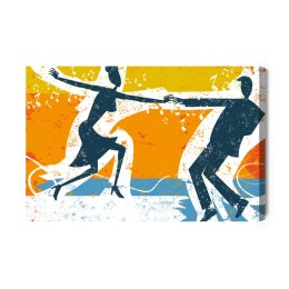 Obraz Na Płótnie Tańcząca Para Na Abstrakcyjnym Tle Retro