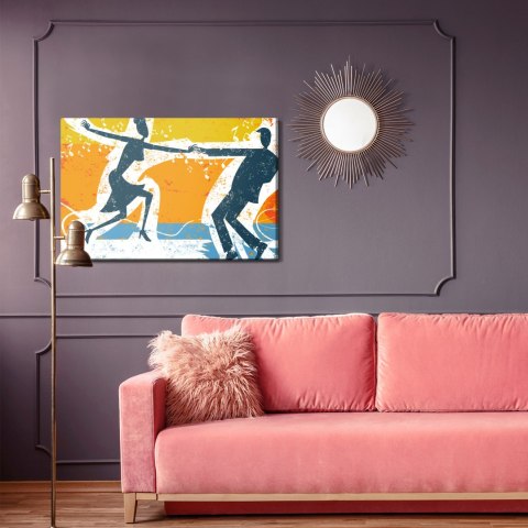 Obraz Na Płótnie Tańcząca Para Na Abstrakcyjnym Tle Retro