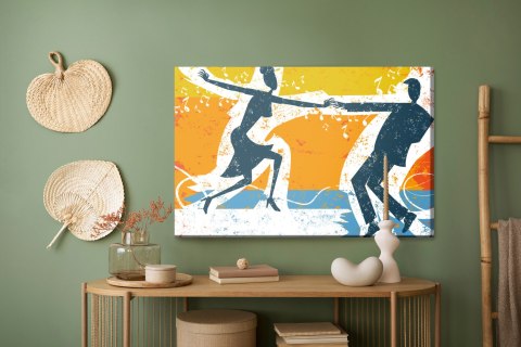 Obraz Na Płótnie Tańcząca Para Na Abstrakcyjnym Tle Retro