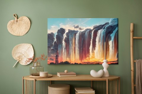 Obraz Na Płótnie Time Lapse Photography Of Waterfalls During Sunset