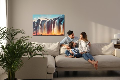 Obraz Na Płótnie Time Lapse Photography Of Waterfalls During Sunset