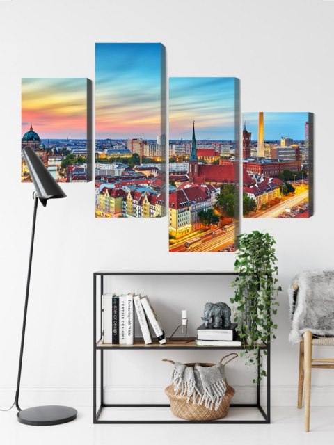 Obraz Wieloczęściowy Kolorowe Niebo I Panorama Berlina